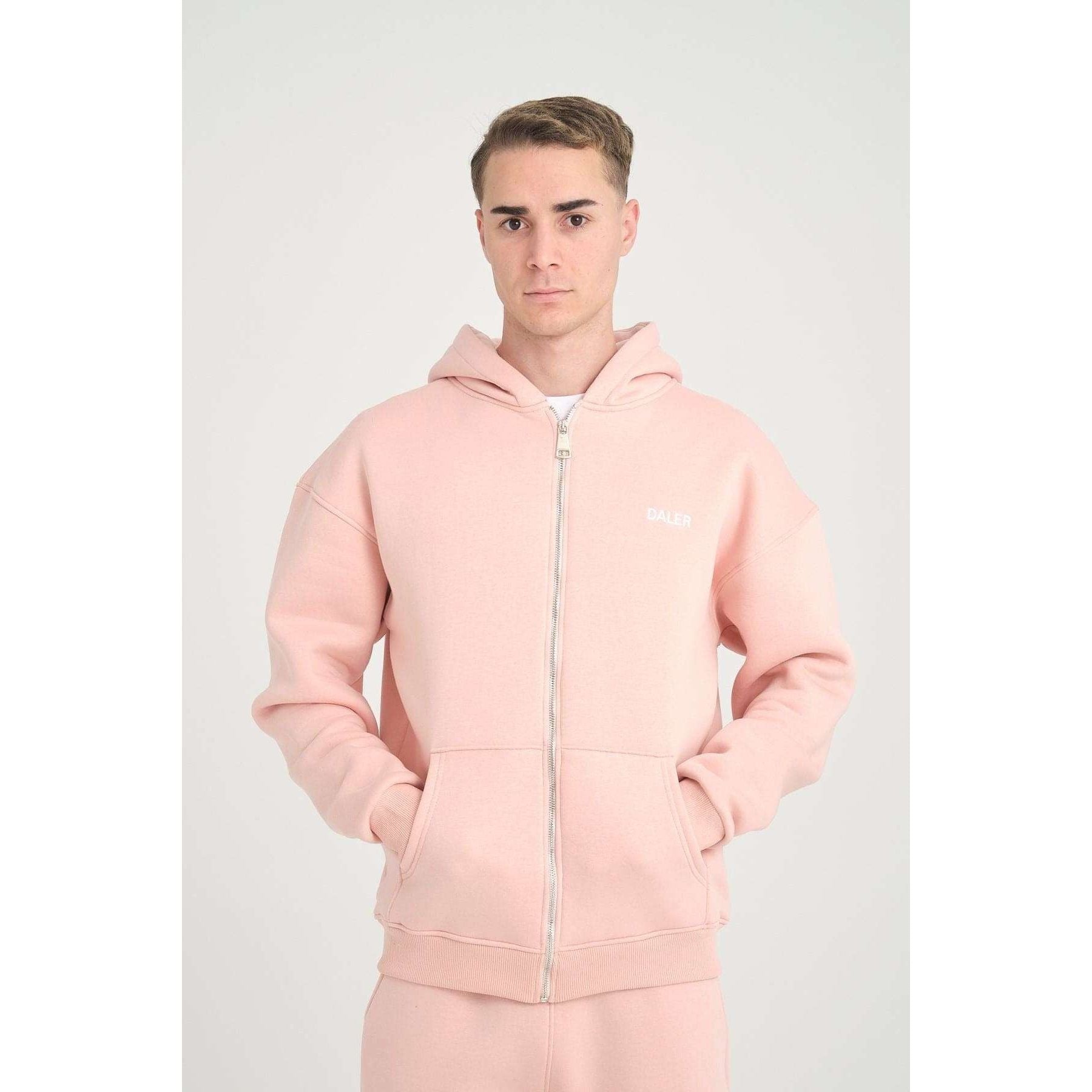 Basic Heavyweight Zipper Hoodie - Pink