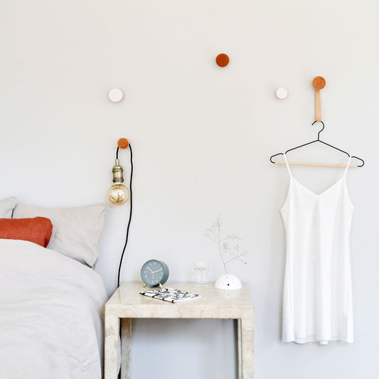 Beech Wood & Veramic Wall Hook / Knob - Dark Terracotta Orange
