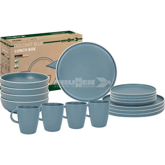 Brunner melamiiniastiasto Dolomit Blue, liukueste, 16 osaa | 0830155N.C28 | 8022068087931 | Kotikauppa | Brunner