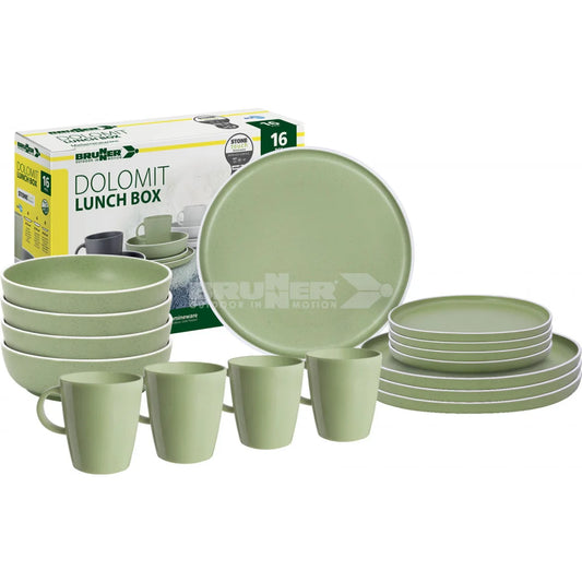 Brunner melamiiniastiasto Dolomit Green, liukueste, 16 osaa | 0830155N.C43 | 8022068087924 | Kotikauppa | Brunner