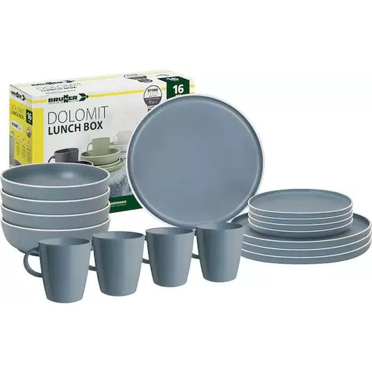 Brunner melamiiniastiasto Dolomit Blue, liukueste, 16 osaa