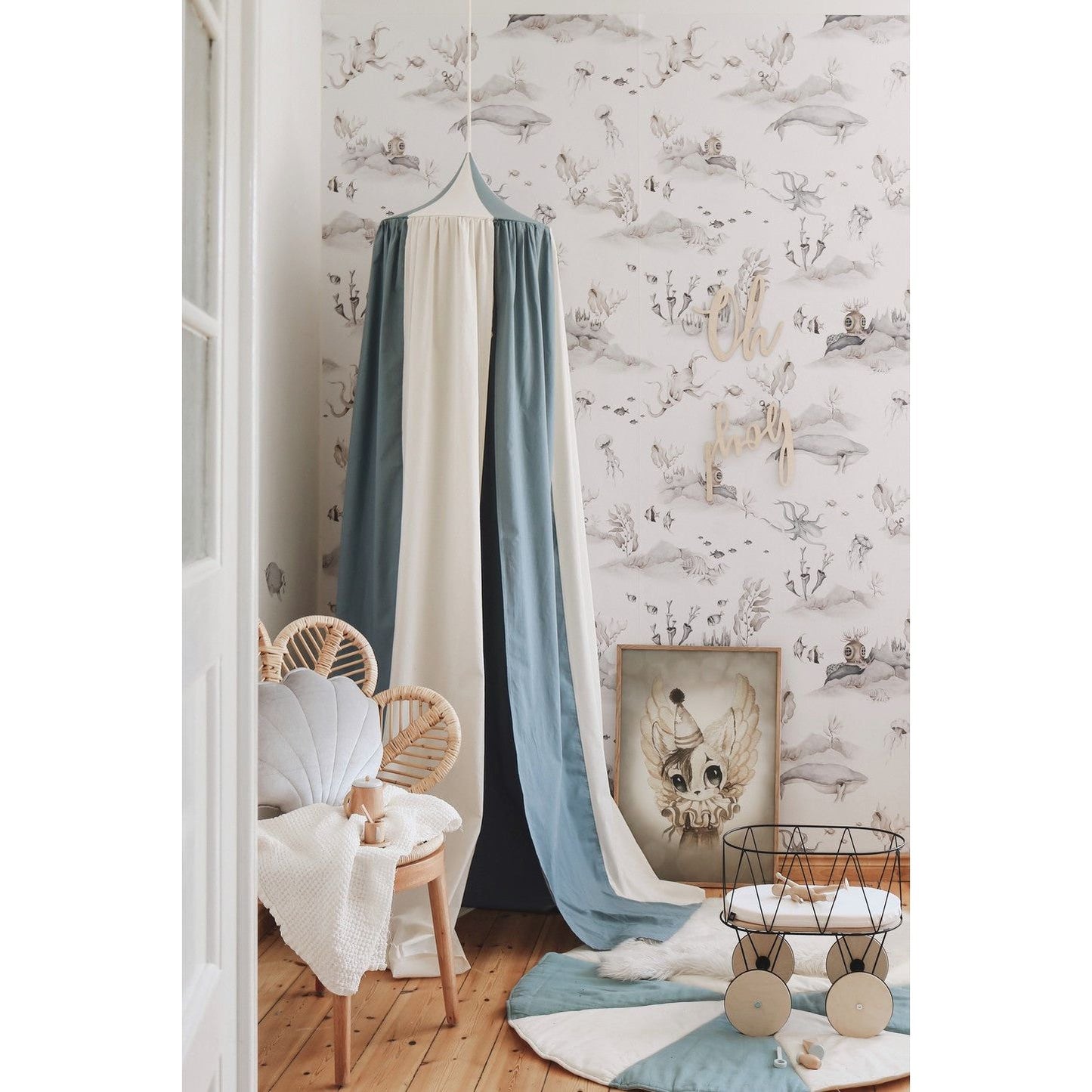 Organic Cotton and Linen Canopy - Blue Circus