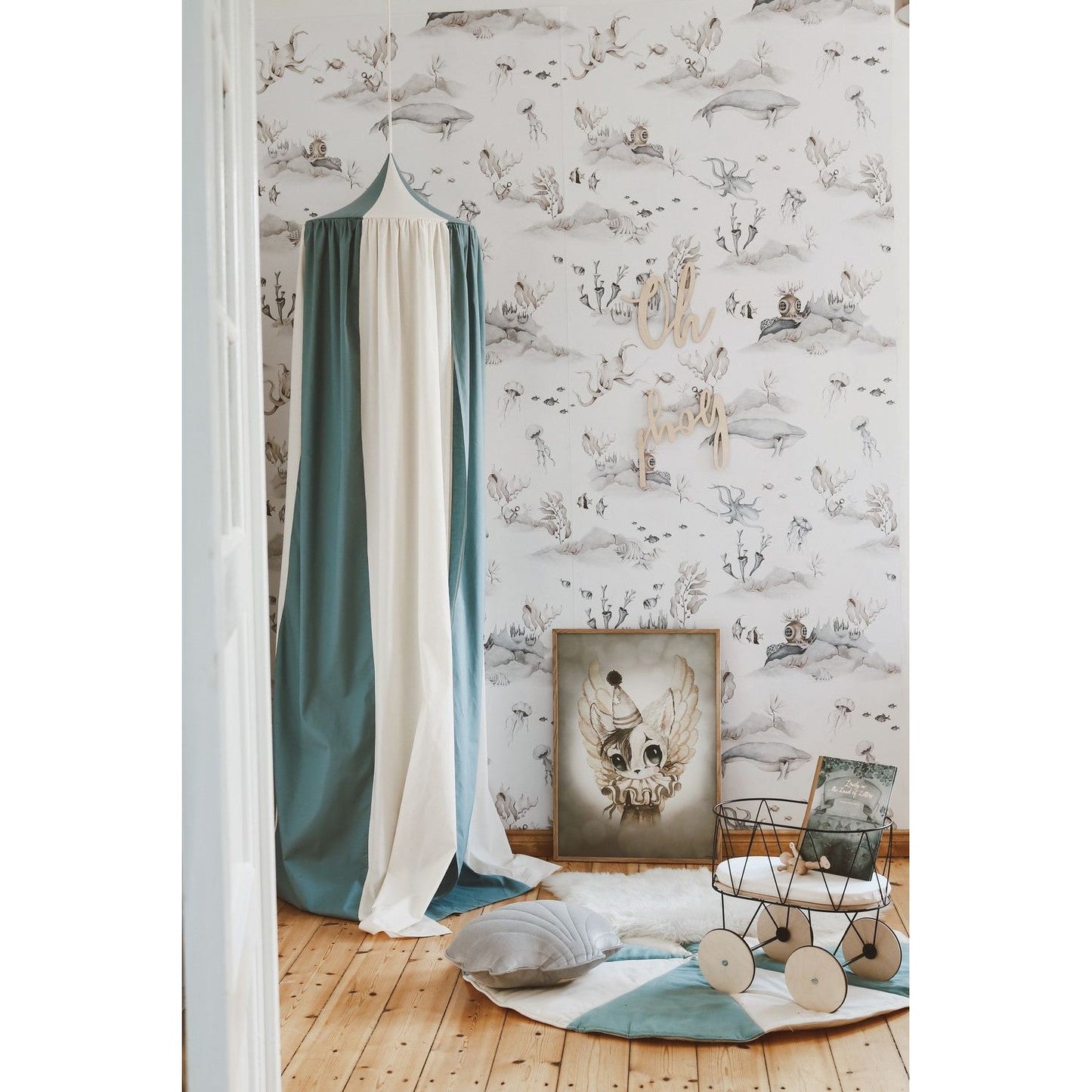 Organic Cotton and Linen Canopy - Blue Circus