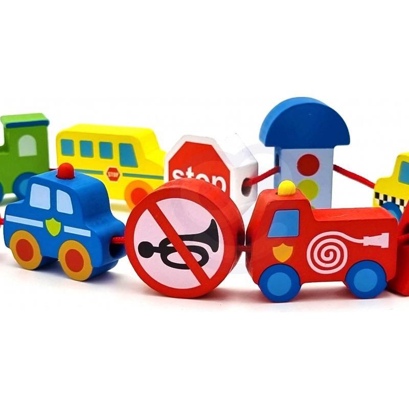 Car Shaped Wooden Threading Blocks 