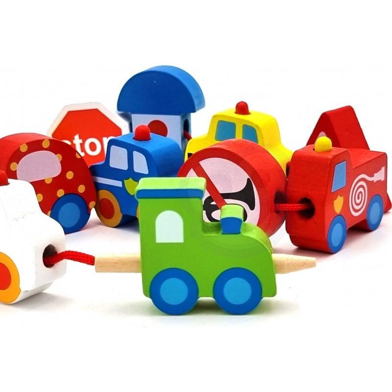 Car Shaped Wooden Threading Blocks 