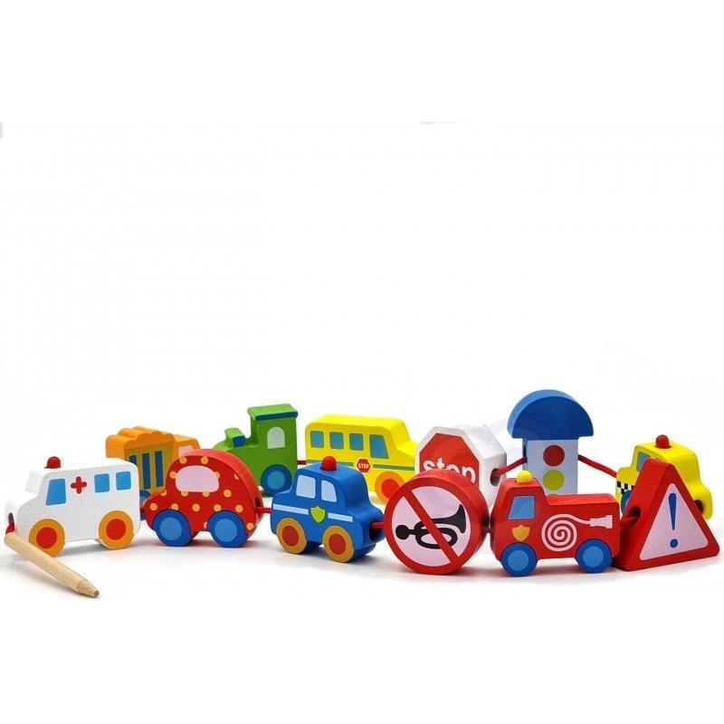 Car Shaped Wooden Threading Blocks 