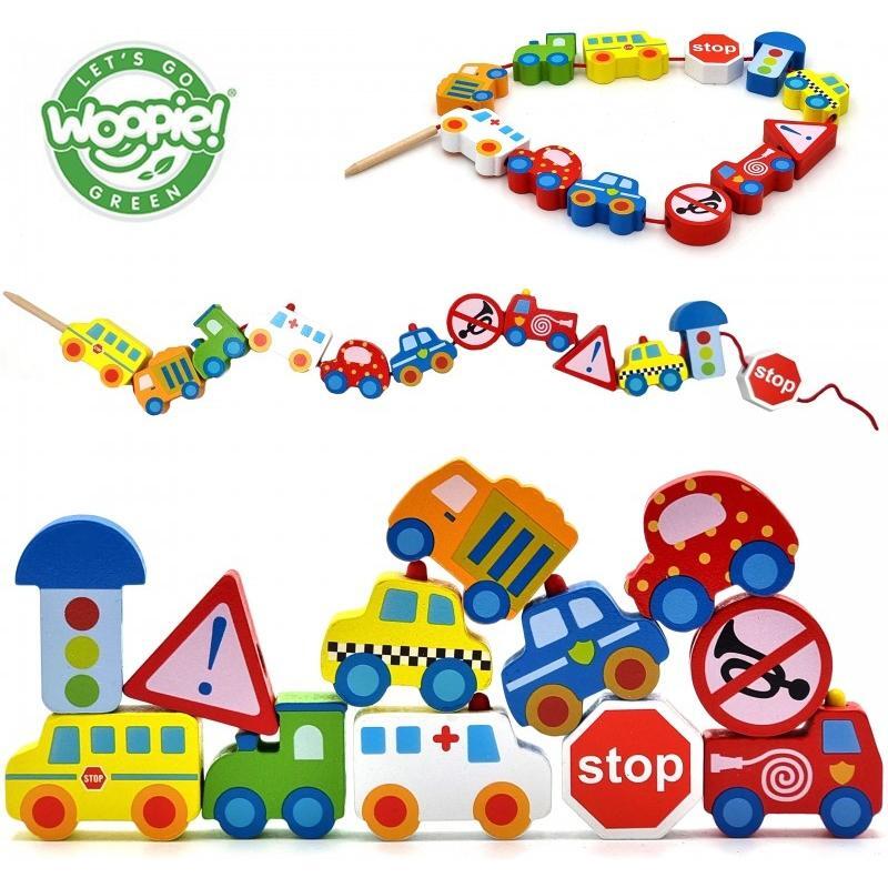 Car Shaped Wooden Threading Blocks 