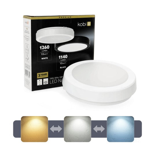 Kattovalaisin LED NAIROS G2 12W 3CCT IP65 valkoinen Kobi Premium