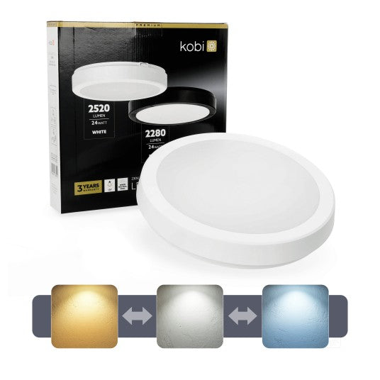 Kattovalaisin LED NAIROS G2 24W 3CCT IP65 valkoinen Kobi Premium