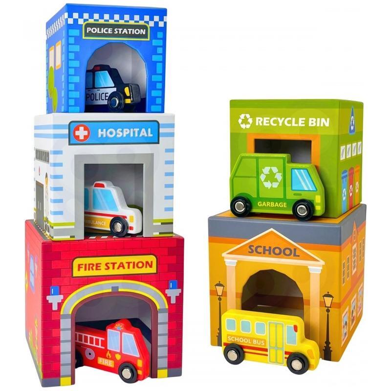 City Vehicles in Boxes Puzzle Cubes