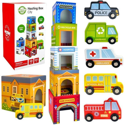 City Vehicles in Boxes Puzzle Cubes