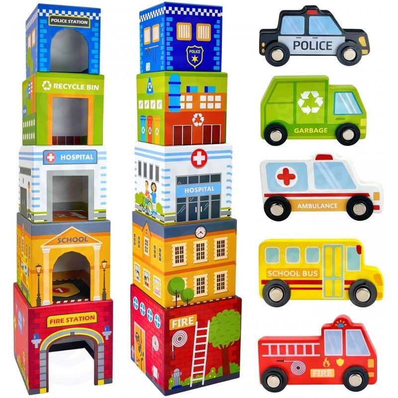 City Vehicles in Boxes Puzzle Cubes