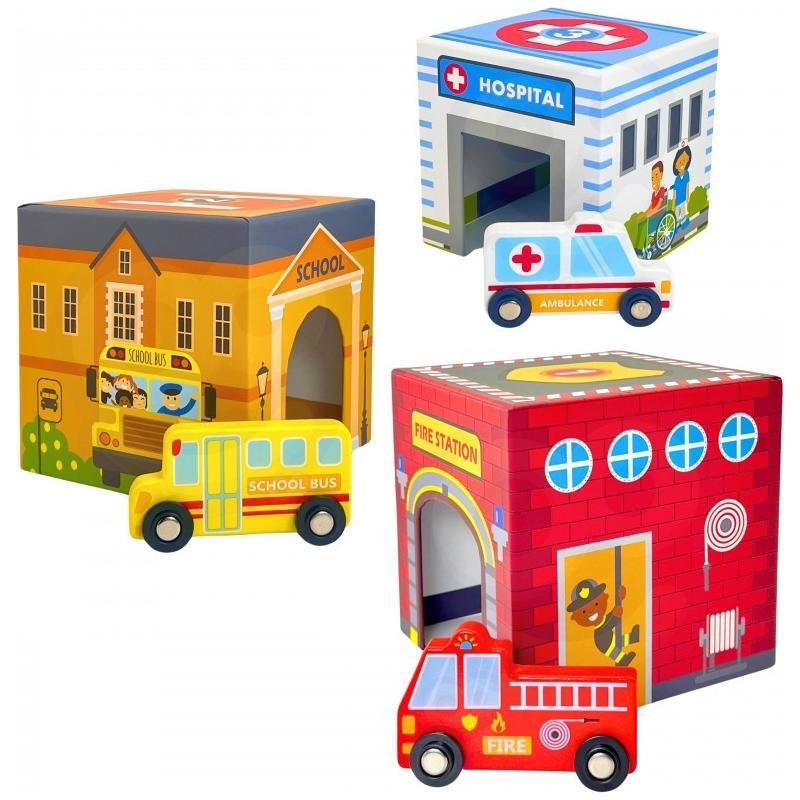 City Vehicles in Boxes Puzzle Cubes