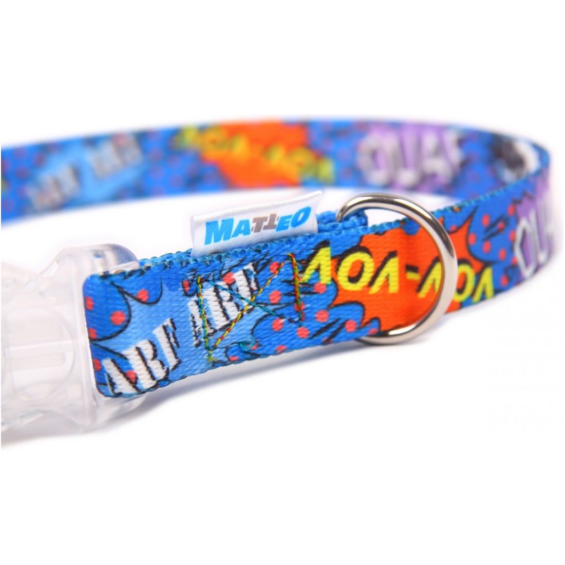 Collar With A LED Plastic Buckle - Blue Graffiti