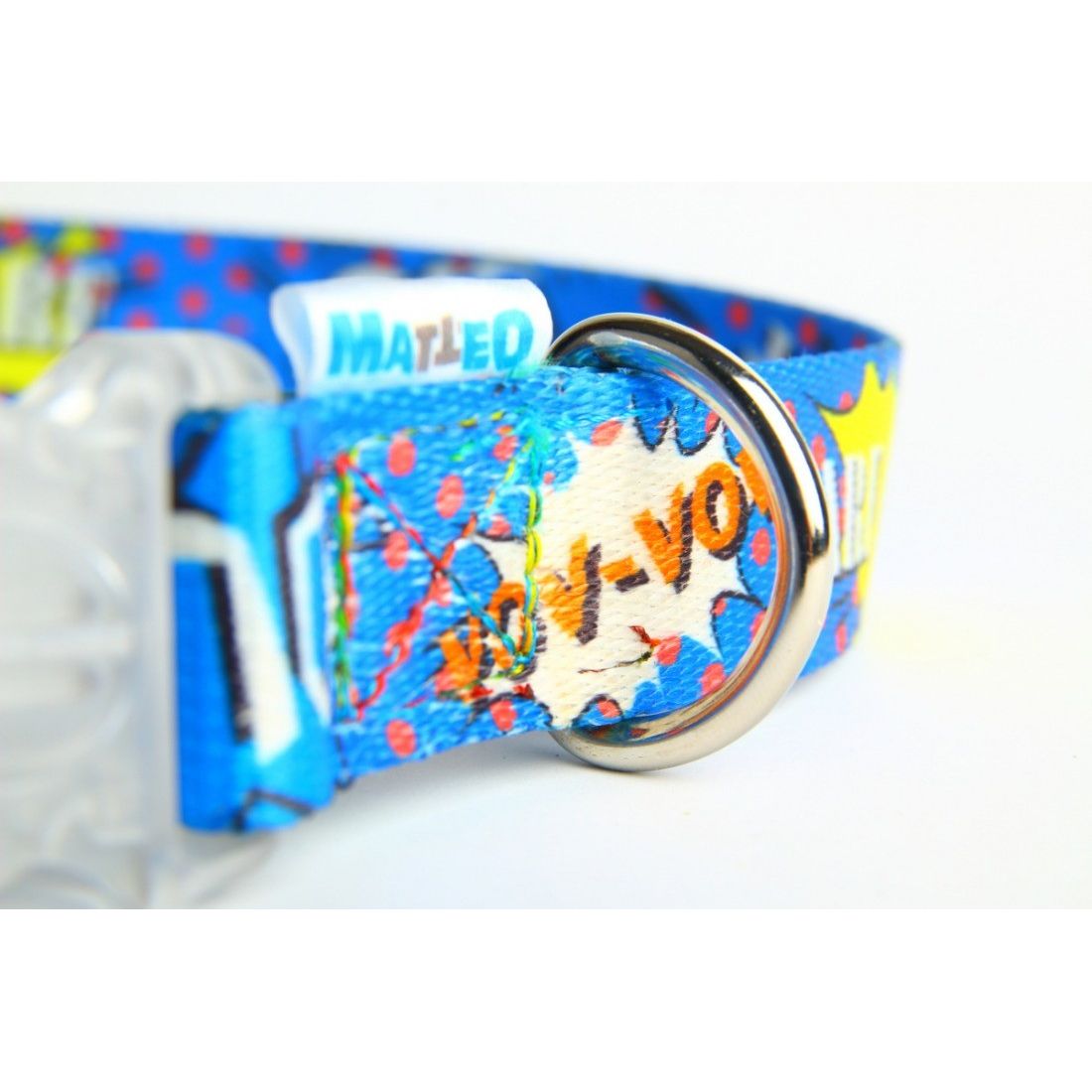 Collar With A LED Plastic Buckle - Blue Graffiti
