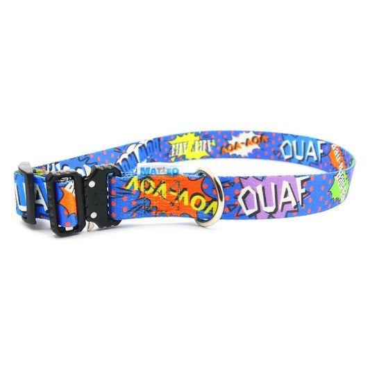 Collar With A Metal Buckle - Blue Graffiti