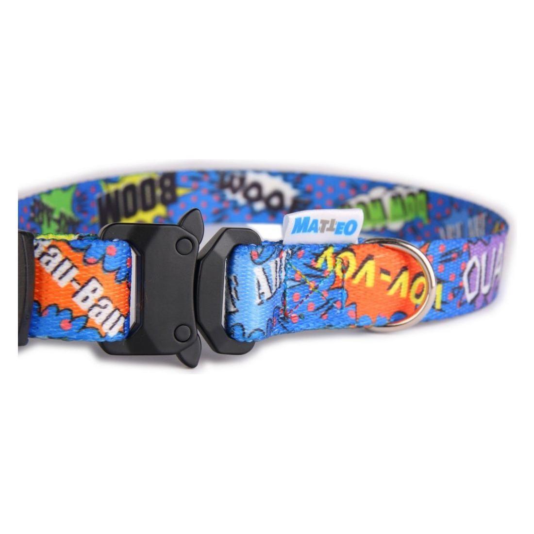 Collar With A Metal Buckle - Blue Graffiti