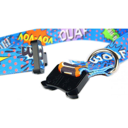 Collar With A Metal Buckle - Blue Graffiti