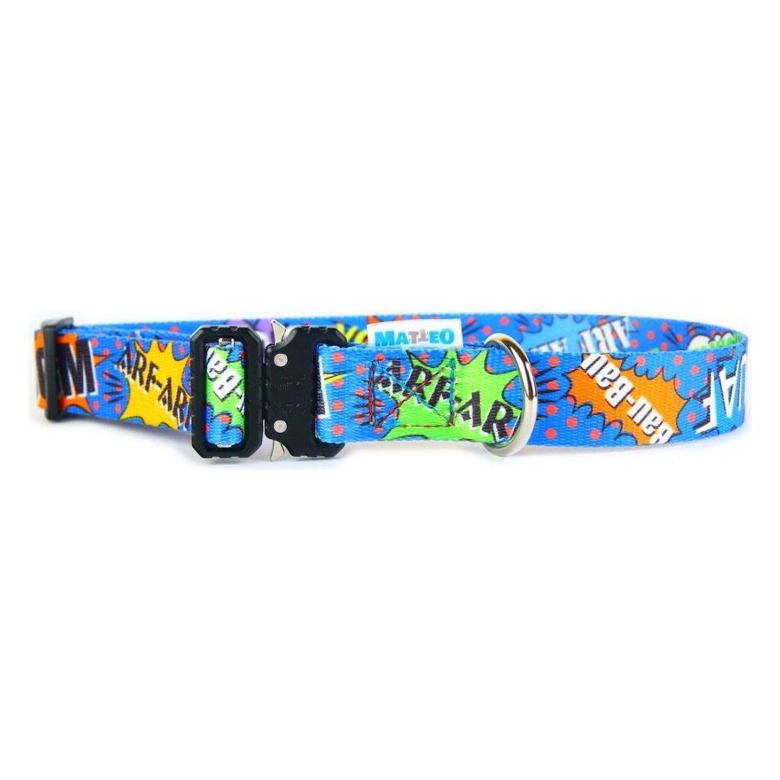 Collar With A Metal Buckle - Blue Graffiti
