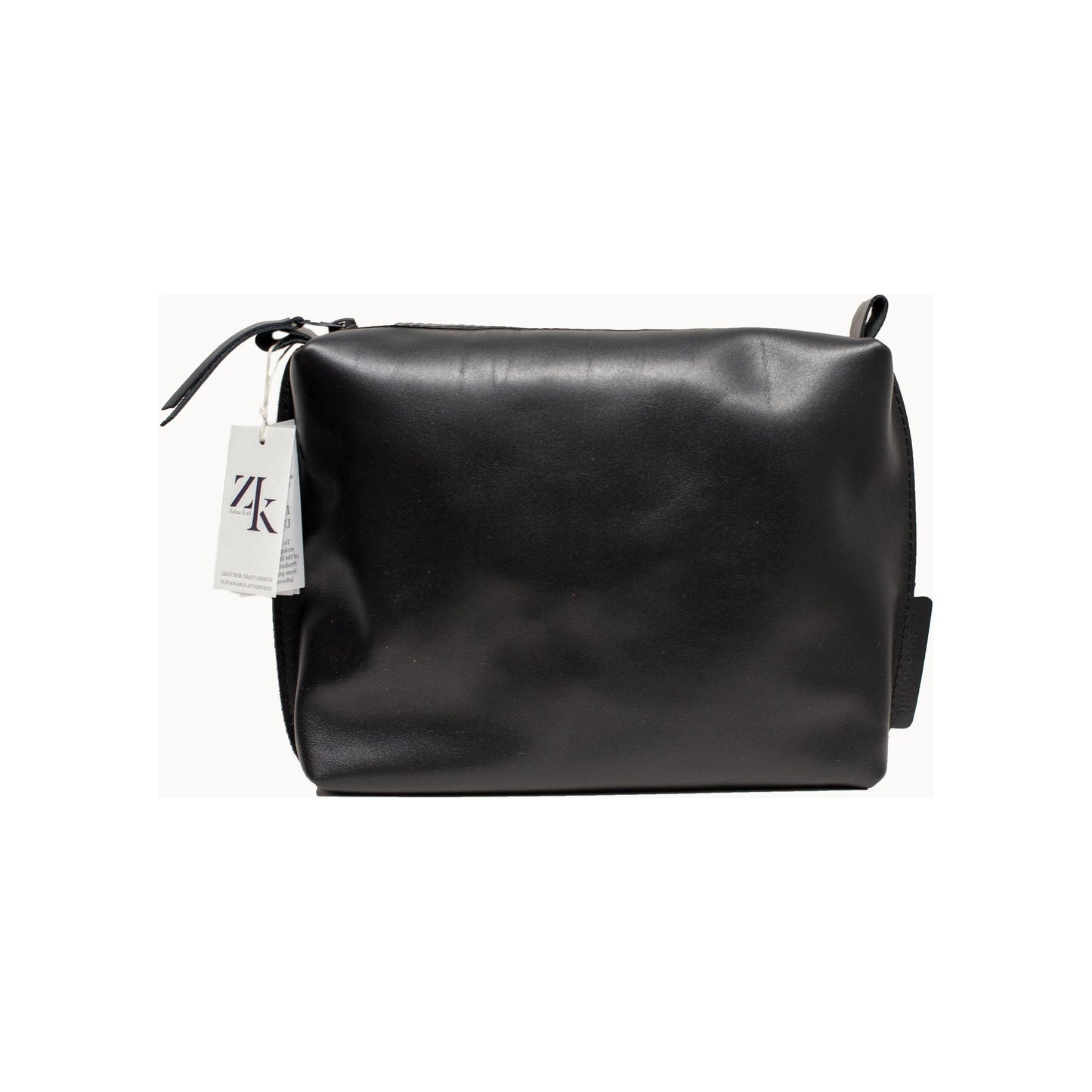 Leather Cosmetic Bag, Black - Large