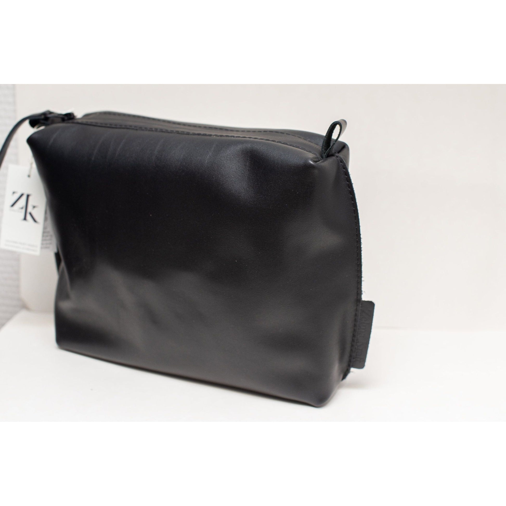Leather Cosmetic Bag, Black - Large