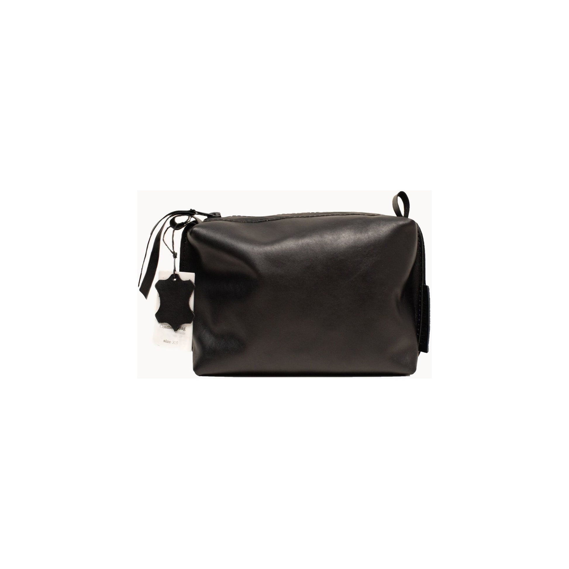 Leather Cosmetic Bag, Black - Medium