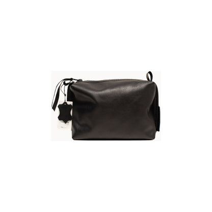 Leather Cosmetic Bag, Black - Medium