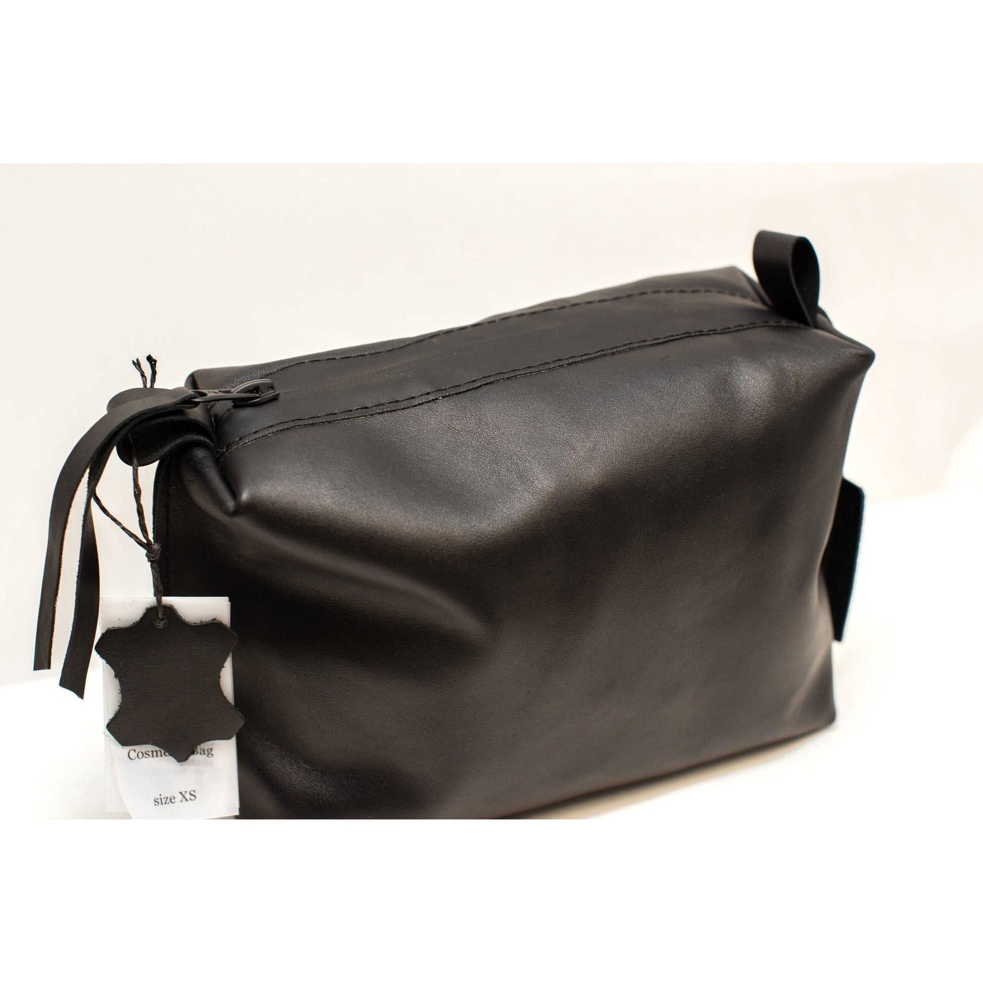 Leather Cosmetic Bag, Black - Medium