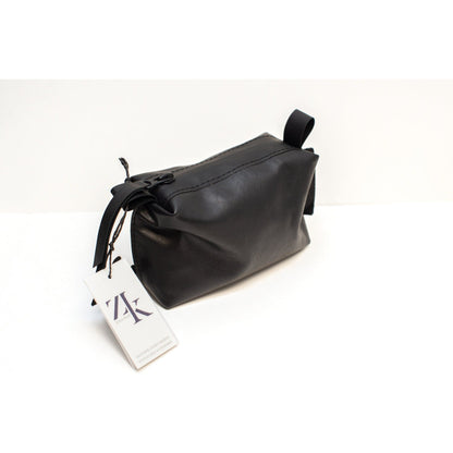 Leather Cosmetic Bag, Black - Small