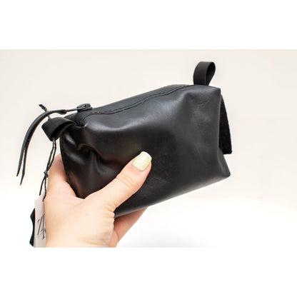 Leather Cosmetic Bag, Black - Small