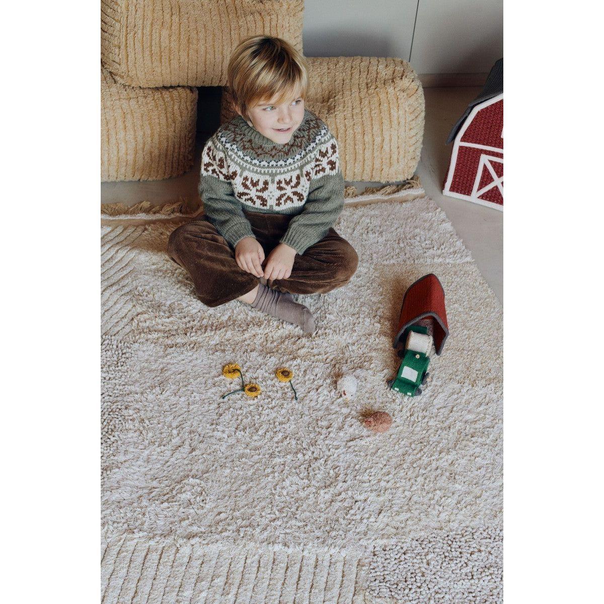 Cotton Play Rug Farm Fields with 7 Cotton Toys, 120x170 cm