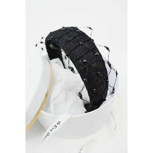 Headband Charlize with Swarovski Crystals Honeycomb Veil