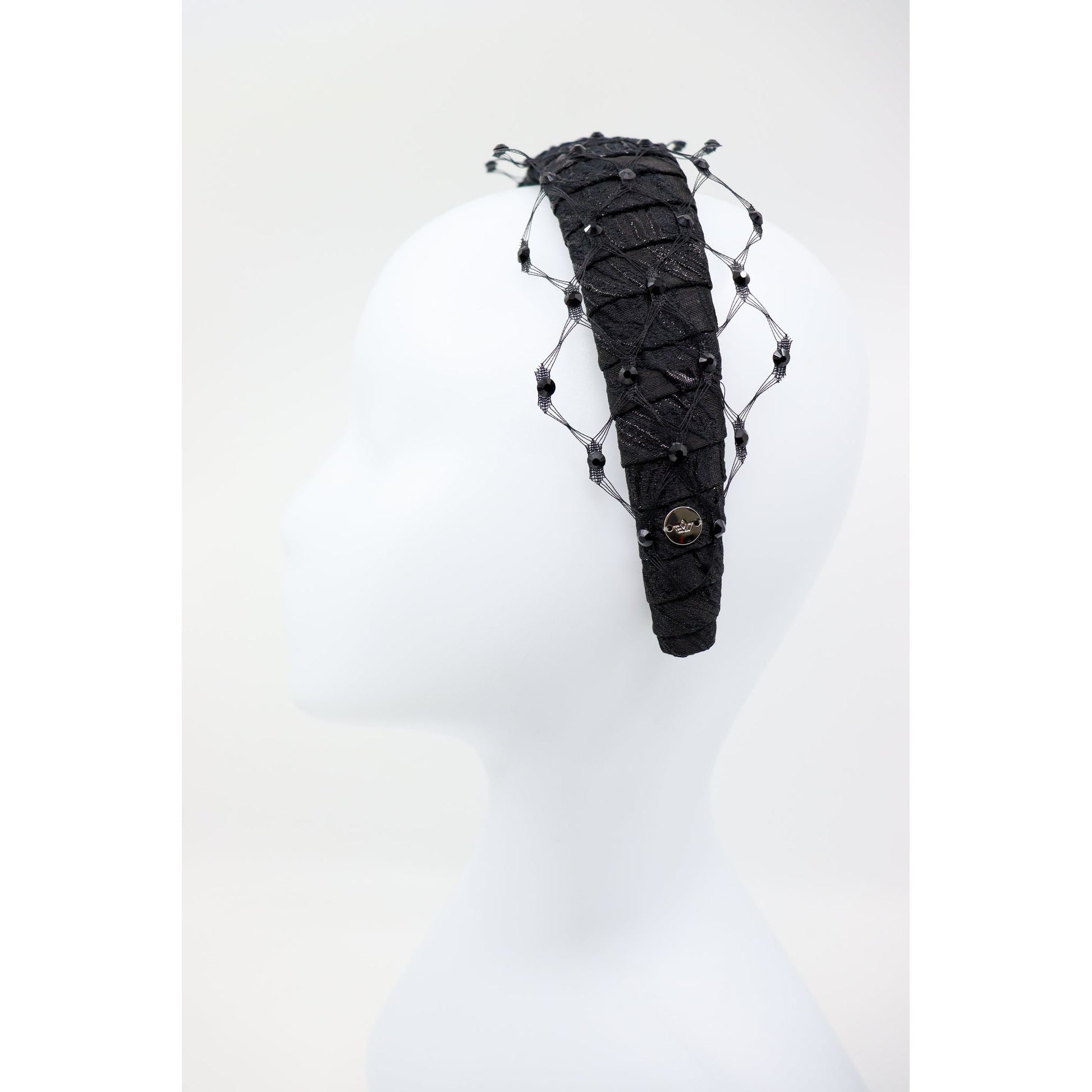 Headband Charlize with Swarovski Crystals Honeycomb Veil