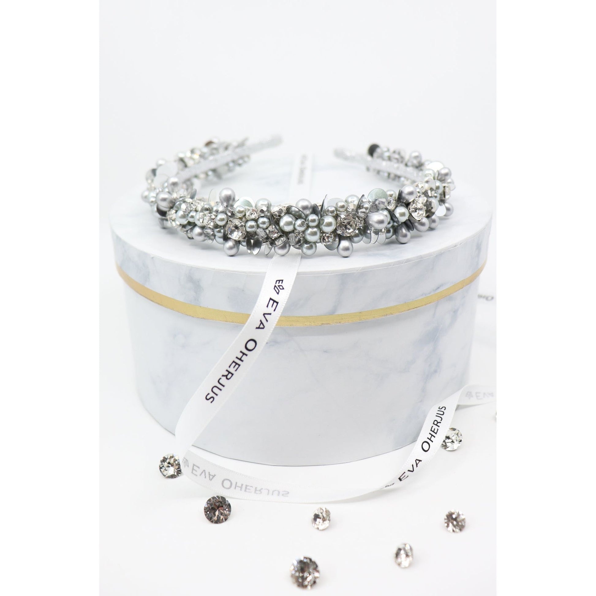 Headband Selena with Crystals and Pearls
