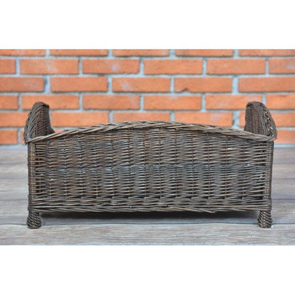 Dark Wicker Pet Bed Alfie With Cushion, 74×52 cm 