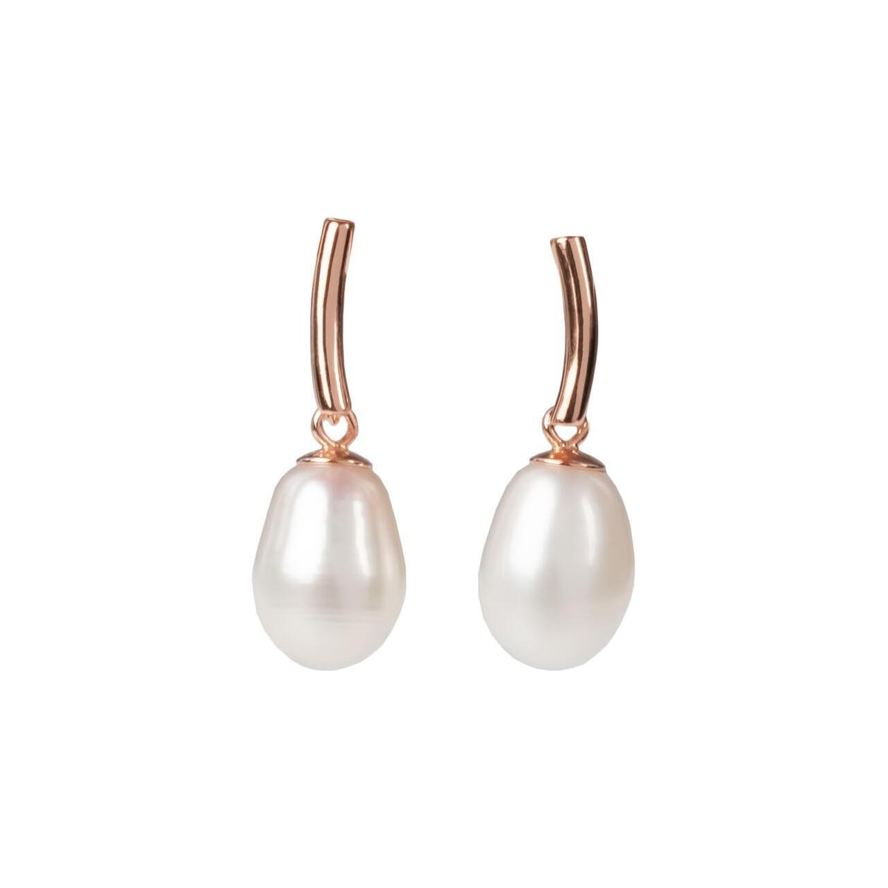 DayCharm Pearl Drop Earrings - Rose Gold and Silver