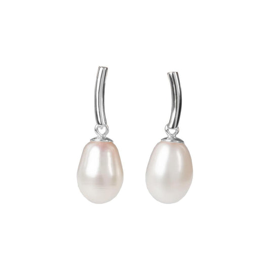 DayCharm Pearl Drop Earrings - Rose Gold and Silver
