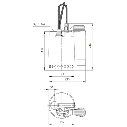 TYHJENNYSPUMPPU GRUNDFOS KP250-AV 1-V PUTKIVIPPA RST
