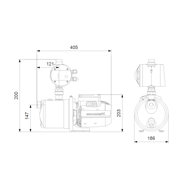 VESIAUTOMAATTI GRUNDFOS JP 4-47 PM1 1x230V 50Hz 1,5M