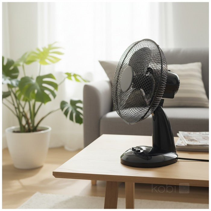 Kobi Windstar VIENTO pöytätuuletin 40 W – 3 nopeutta, 90° säätö, musta