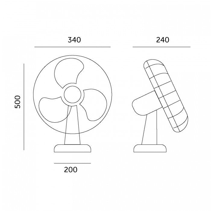 Kobi Windstar VIENTO pöytätuuletin 40 W – 3 nopeutta, 90° säätö, musta