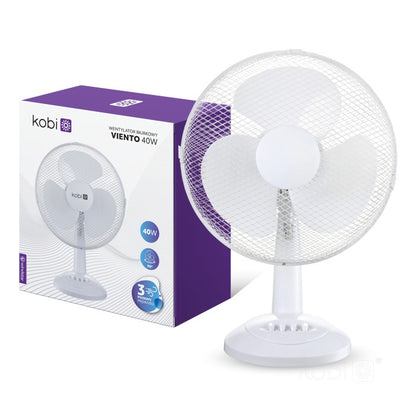 Pöytätuuletin 40 W, Ø 34 cm – 3 nopeutta, valkoinen