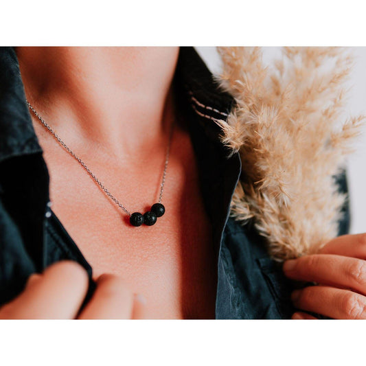 Diffuser Necklace with 3 Lava Beads