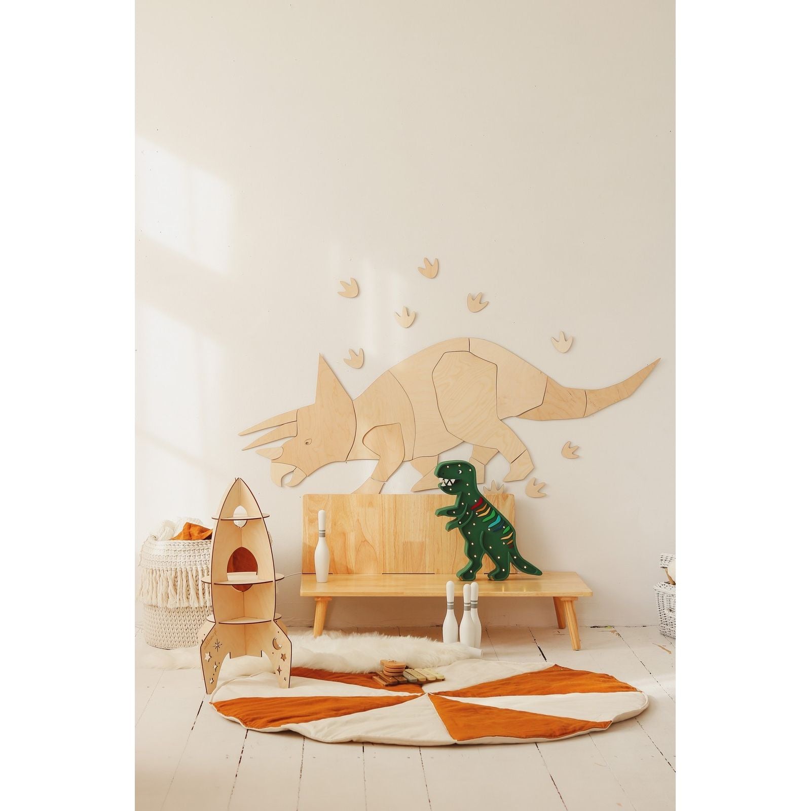 Dinosaur Triceratops – Wooden Wall Decoration