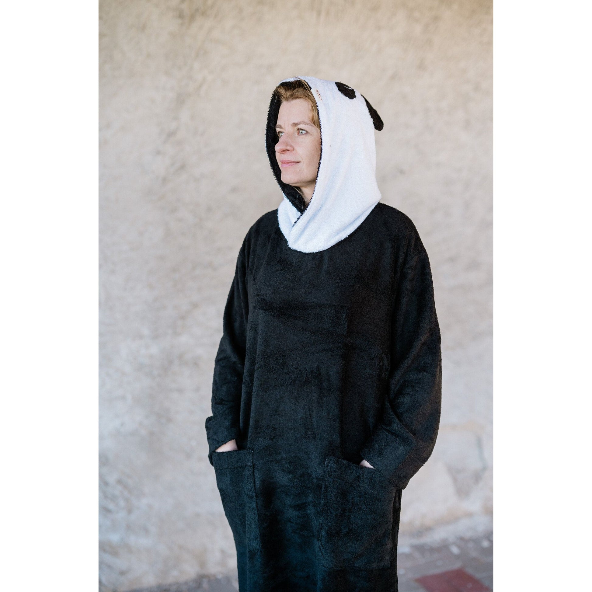 Unisex OEKO-TEX Bamboo Terry Poncho PANDA - For Adults