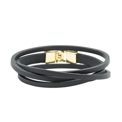 Double Wrap Slit Bracelet - Golden Hook Clasp