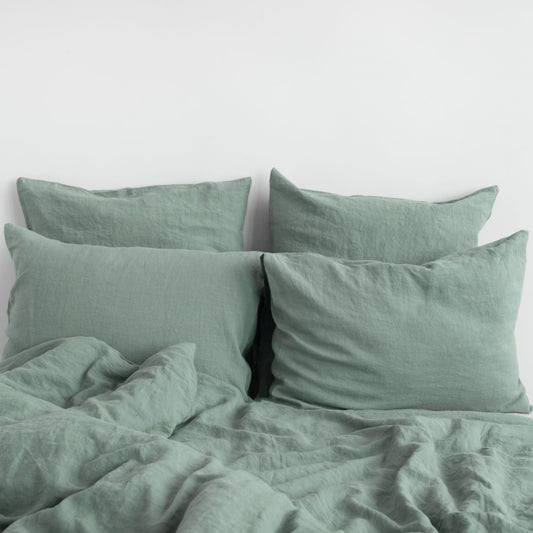 Pellava pussilakanasetti - Green Milieu (yhden hengen) - Linen Tales