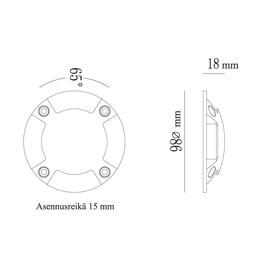 LED laiturivalaisin Marina IV, 1,5W 24V IP67 4000K, Musta alumiini