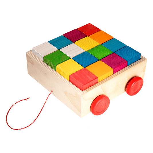 Hand-made Colorful Wooden Building Blocks for Kids – 16 pieces