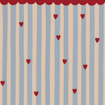 French Hearts Stripes Wallpaper
